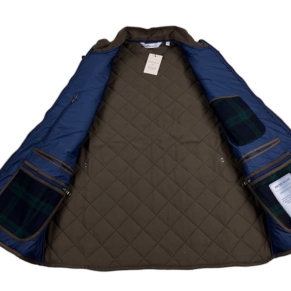 Peter Millar Vest Mens Shetland Wool Jacket Green Buffalo Plaid - Picture 5 of 9